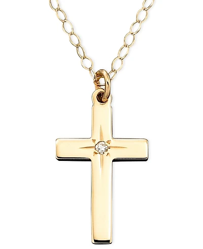 Children's 15" Diamond Accent Cross Pendant in 14k Gold