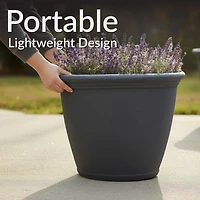 Anjelica 20" Double-Walled Polyresin Outdoor Planter with Uv-Resistant Slate Finish