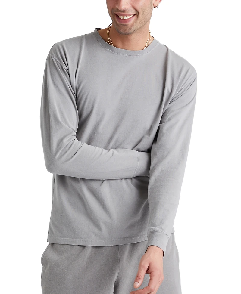 Hanes Unisex Garment Dyed Long Sleeve Cotton T-Shirt