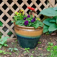 Chalet Outdoor/Indoor High-Fired Glazed Uv- and Frost-Resistant Ceramic Planter with Drainage Holes