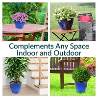 Resort Outdoor/Indoor High-Fired Glazed Uv- and Frost-Resistant Ceramic Flower Pot Planter with Drainage Holes