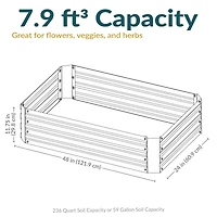 Raised Corrugated Galvanized Steel Rectangle Garden Bed for Plants, Vegetables, and Flowers - 48" L x 11.75" H