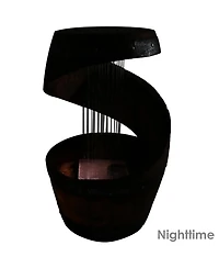 Sunnydaze Decor Spiraling Barrel 25-Inch Outdoor Water Fountain with Led Lights - Electric Submersible Pump with Adjustable Flow