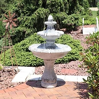 Sunnydaze Decor 45-Inch 3-Tier Mediterranean Outdoor Water Fountain - Glass Fiber Reinforced Concrete Construction - Gray