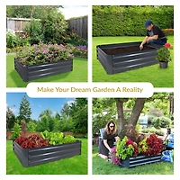 11.75" H Raised Metal Garden Bed - Galvanized Raised Garden Bed Outdoor for Vegetables and Flowers - Dark Gray