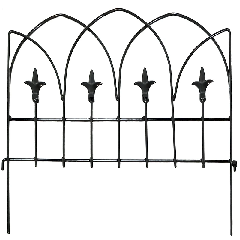 Bayonne 8' Set of 5 Steel Decorative Garden Fence Panels - 19" W x 19" H Per Panel - Black