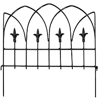 Bayonne 8' Set of 5 Steel Decorative Garden Fence Panels - 19" W x 19" H Per Panel - Black