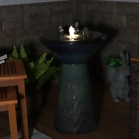 Gathering Birds Ceramic Outdoor Fountain with Led Lights