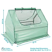 Raised Garden Bed with Cover Outdoor Mini Greenhouse Kit with 2 Zippered Doors - Green - 4' x 3'