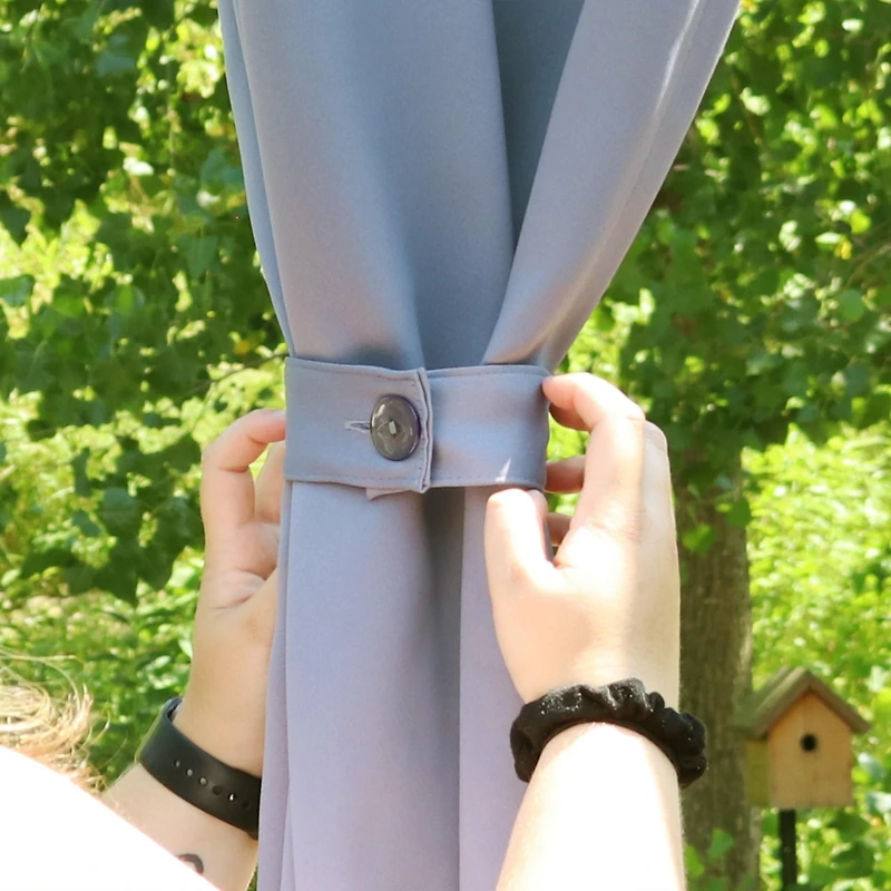 Indoor/Outdoor Fabric Curtain Tiebacks with Buttons - Polyester