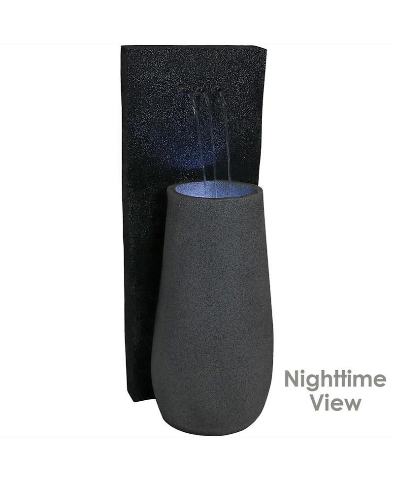 Sunnydaze Decor Three Stream Monterno 35-Inch Outdoor Water Fountain with Led Lights - Resin - Electric Submersible Pump