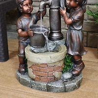Sunnydaze Decor 24-Inch Jack and Jill at Farmhouse Pump Outdoor Water Fountain - Electric Submersible Pump with Adjustable Flow