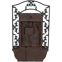Sunnydaze Decor French Lily 33-Inch Polystone Outdoor Wall Water Fountain - Electric Submersible Pump - Iron Finish