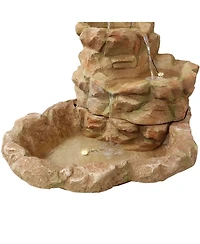 Sunnydaze Decor Stone Springs 41-Inch Polyresin Rock Waterfall Fountain with Led Lights - Electric Submersible Pump