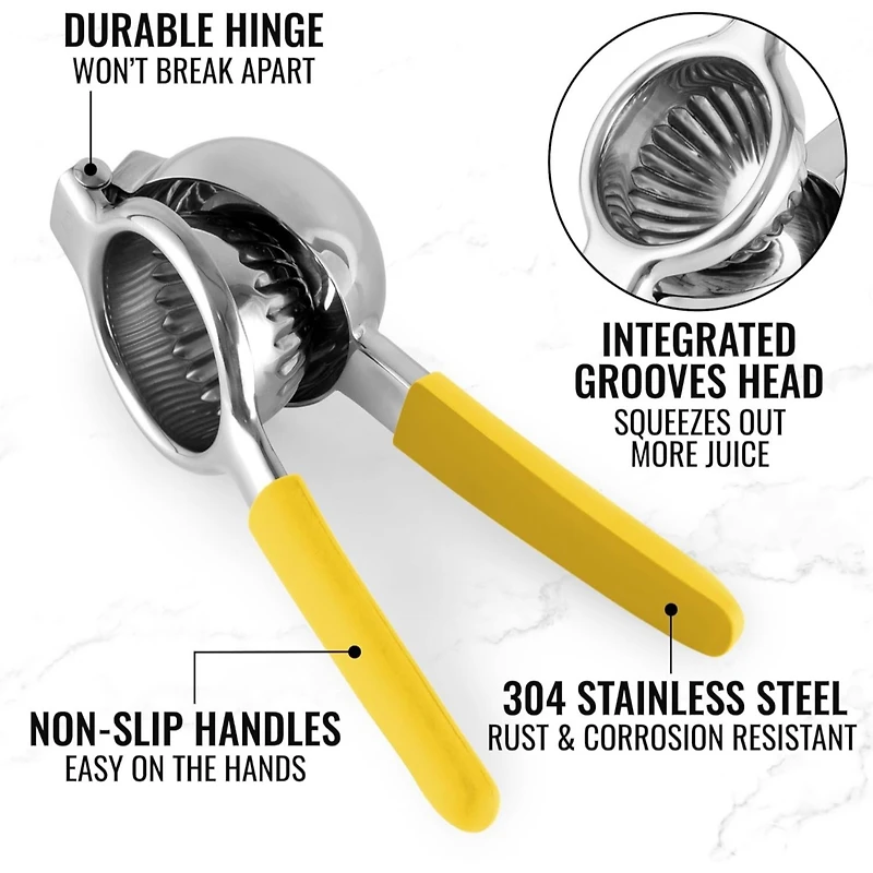 Lemon Squeezer Stainless Steel with Premium Heavy Duty Solid Metal Squeezer Bowl