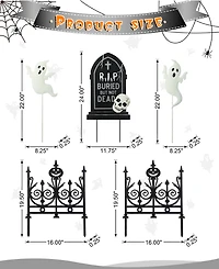 Glitzhome 24"H Halloween Metal Graveyard Set Yard Stake, Set of 5