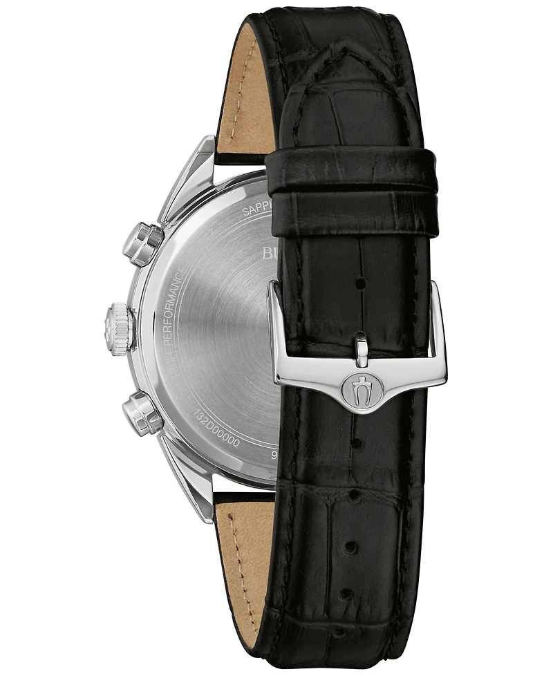 Bulova Men's Chronograph High Precision Black Leather Strap Watch 42mm