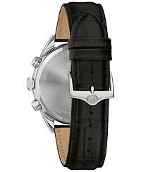 Bulova Men's Chronograph High Precision Black Leather Strap Watch 42mm