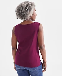 Style & Co Women's Cotton Boat-Neck Sleeveless Top, Created for Macy's