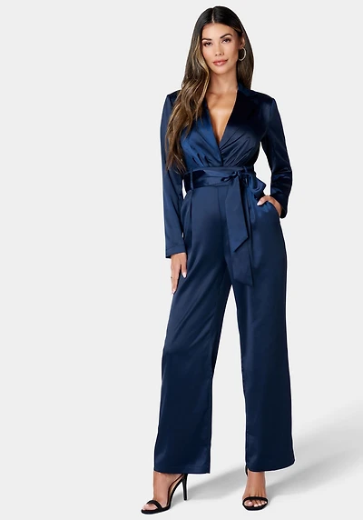 Bebe Women's Satin Blazer Jumpsuit