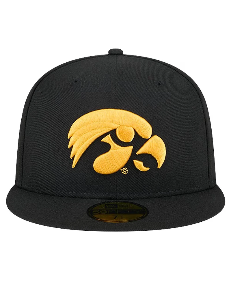 New Era Men's Black Iowa Hawkeyes Throwback 59fifty Fitted Hat