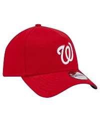 New Era Men's Red Washington Nationals Team Color A-Frame 9Forty Adjustable Hat