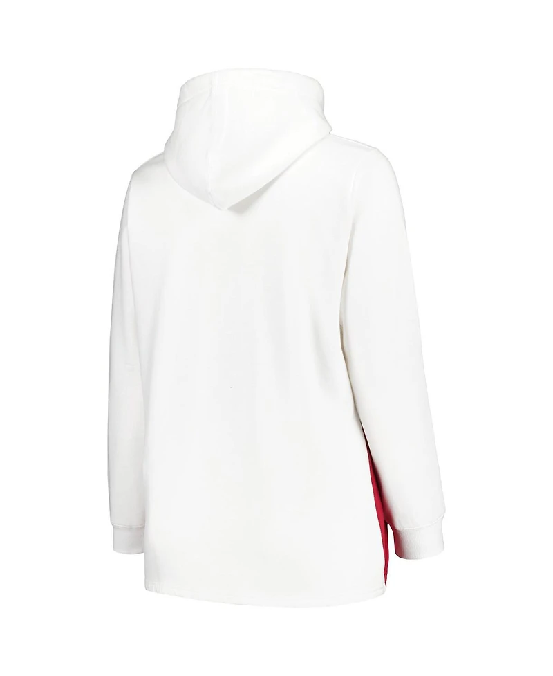 Profile Women's White/Crimson Alabama Crimson Tide Plus Size Taping Pullover Hoodie