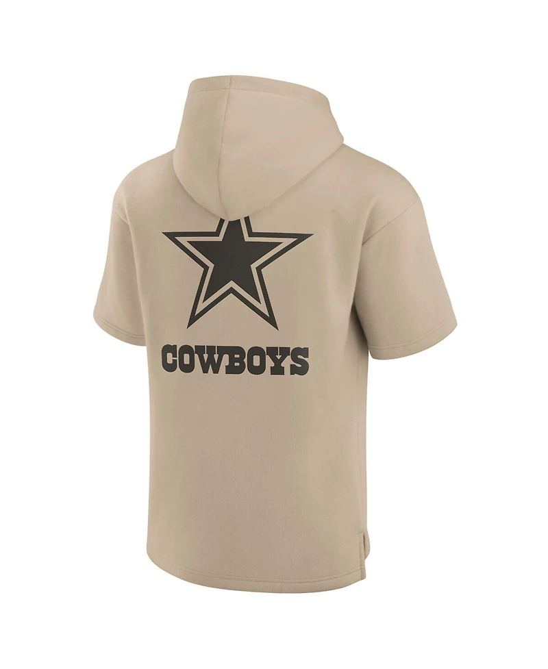 Fanatics Signature Unisex Khaki Dallas Cowboys Elements Super Soft Fleece Short Sleeve Pullover Hoodie