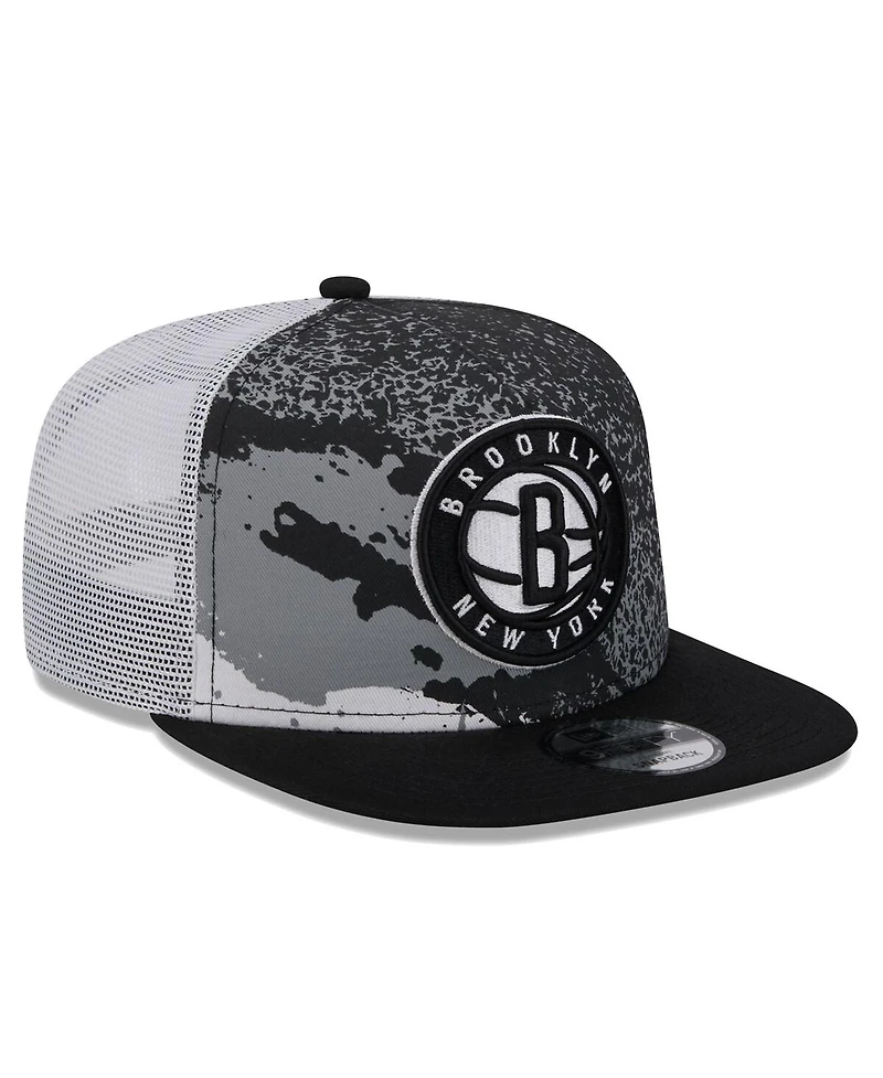 New Era Men's Black Brooklyn Nets Court Sport Speckle 9Fifty Snapback Hat