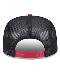 New Era Men's Black/Red Miami Heat Throwback Team Arch Golfer Snapback Hat