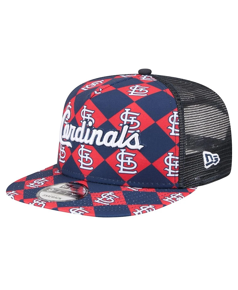 New Era Men's Navy St. Louis Cardinals Seeing Diamonds A-Frame Trucker 9Fifty Snapback Hat