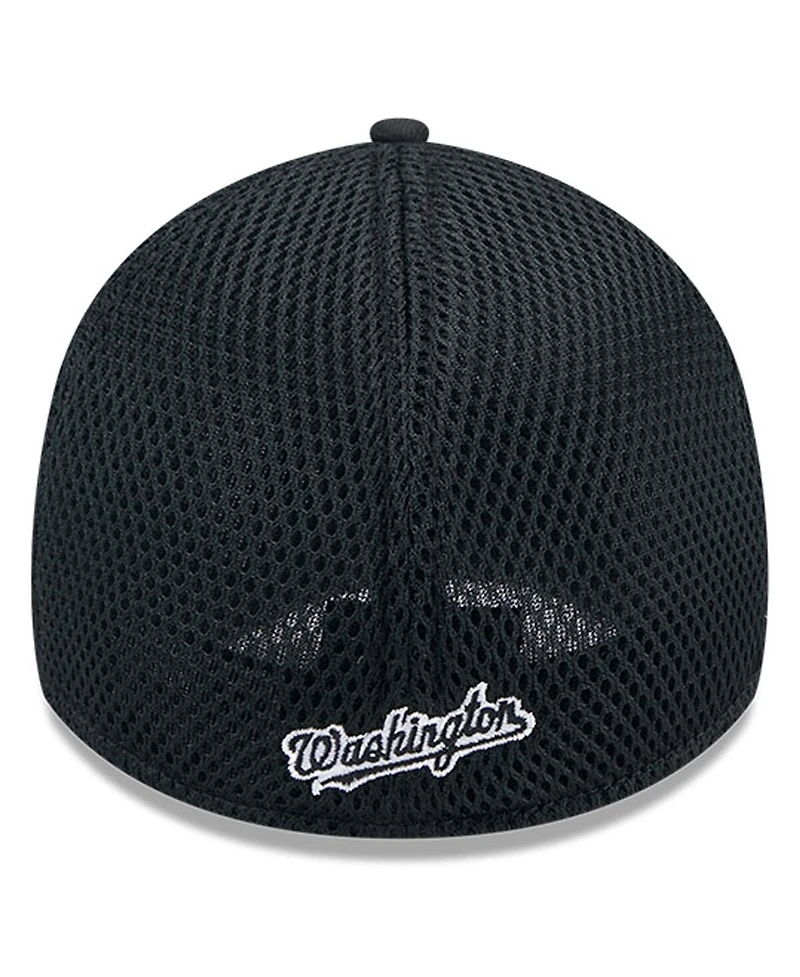 New Era Men's Washington Nationals Evergreen Black White Neo 39Thirty Flex Hat