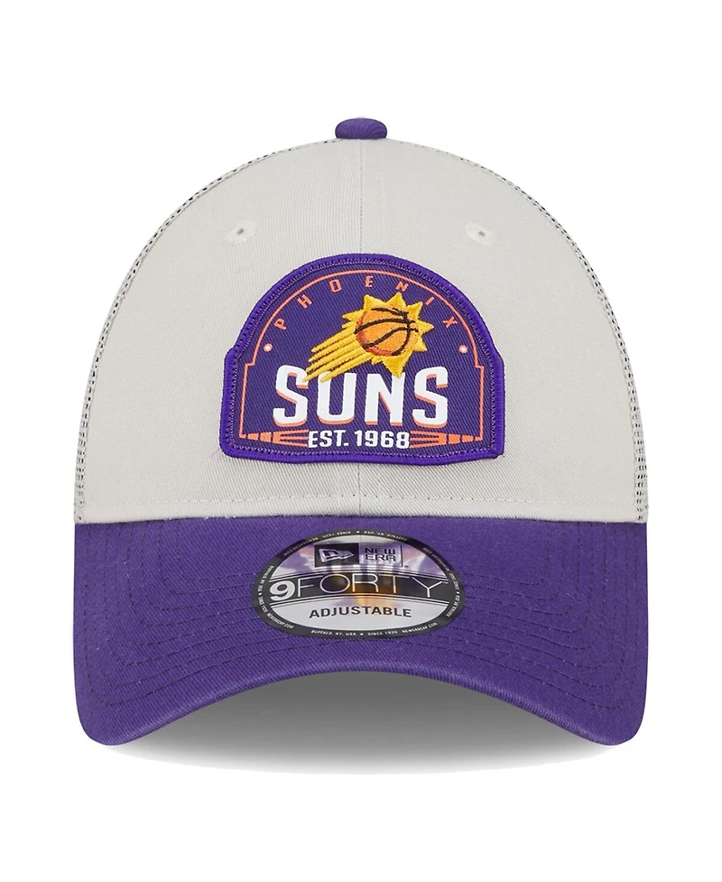 New Era Men's Khaki/Purple Phoenix Suns Throwback Patch Trucker 9Forty Adjustable Hat