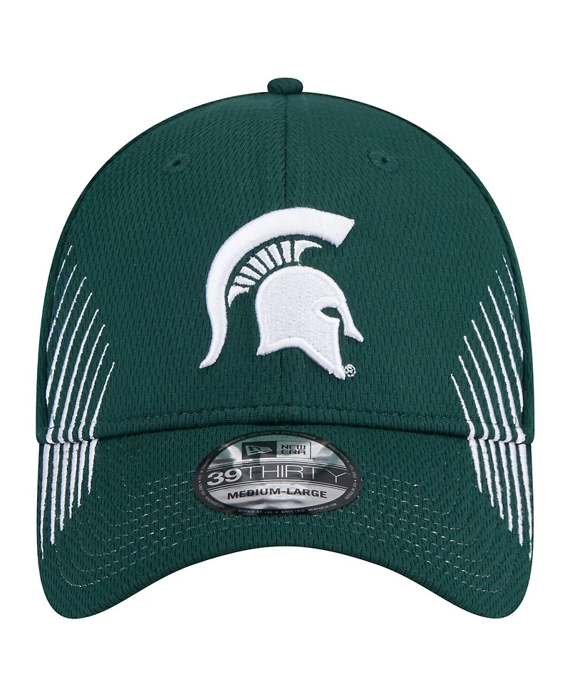 New Era Men's Green Michigan State Spartans Active Slash Sides 39Thirty Flex Hat