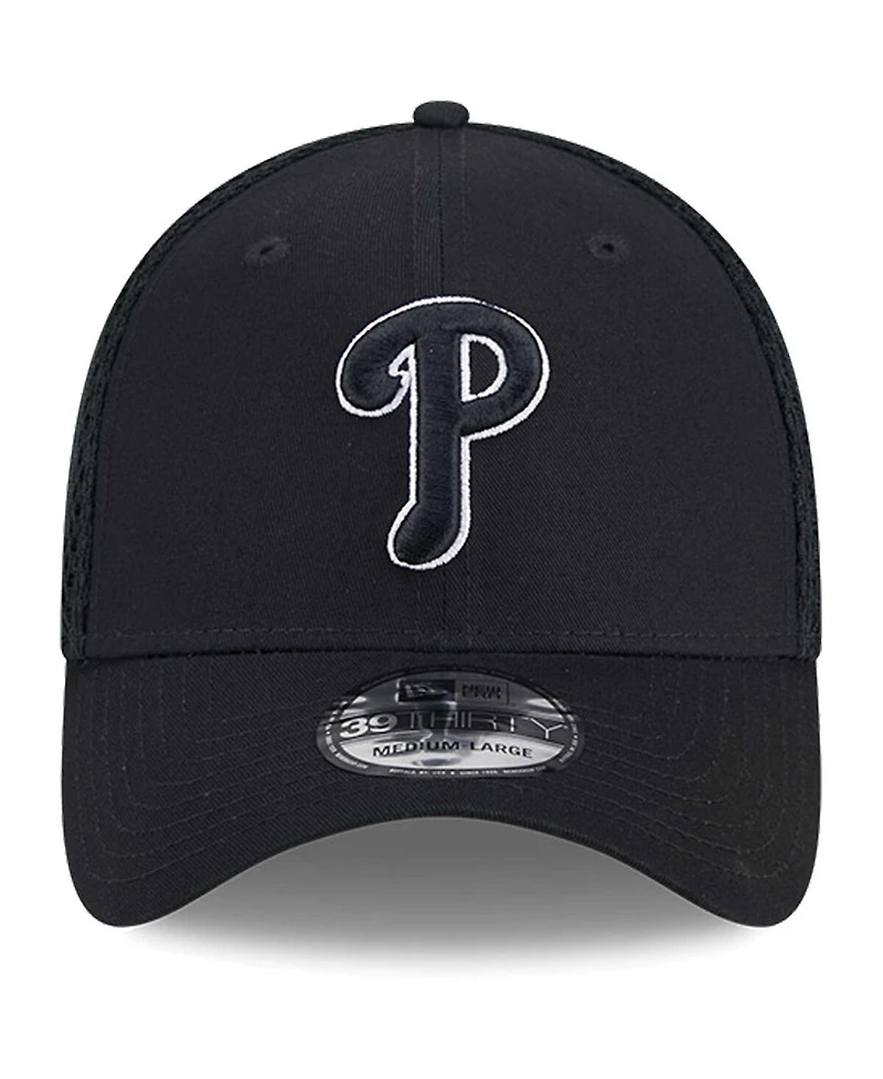 New Era Men's Philadelphia Phillies Evergreen Black White Neo 39Thirty Flex Hat