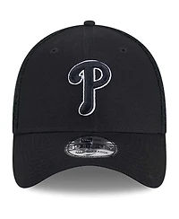 New Era Men's Philadelphia Phillies Evergreen Black White Neo 39Thirty Flex Hat