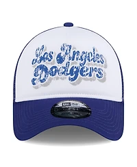 New Era Women's White/Royal Los Angeles Dodgers Throwback Team Foam Front A-Frame Trucker 9Forty Adjustable Hat