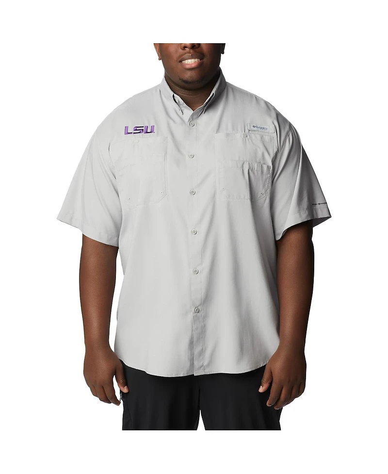 Columbia Men's Gray Lsu Tigers Big Tall Tamiami Omni-Shade Button-Down Shirt