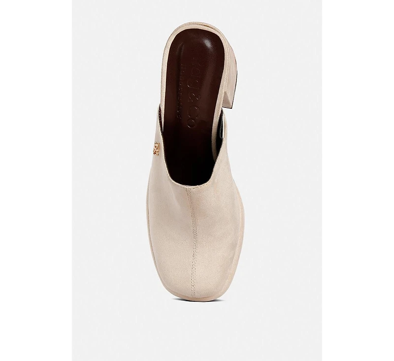 Delaunay Womens Suede Heeled Mules