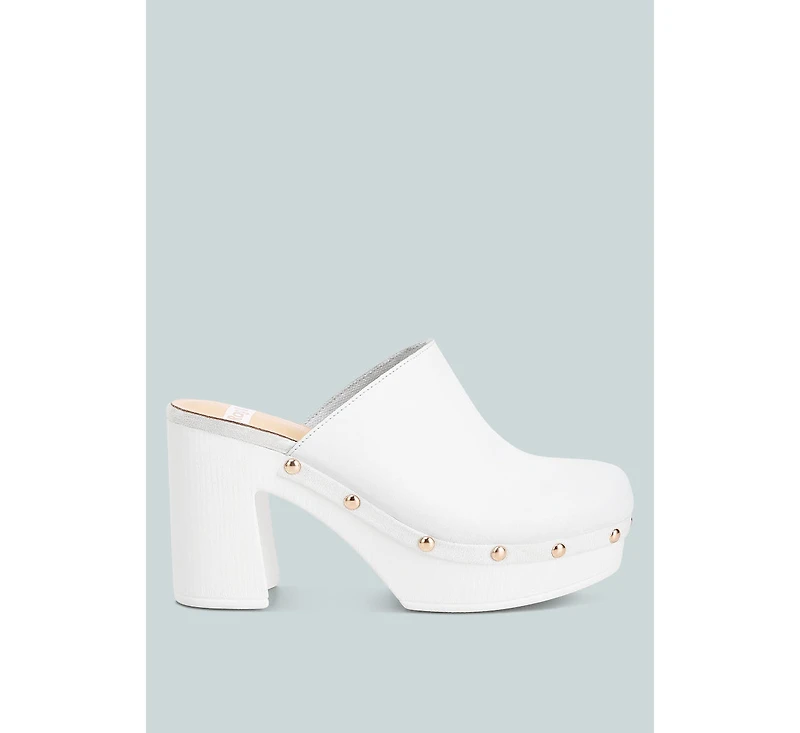 Benji Leather Clogs In White