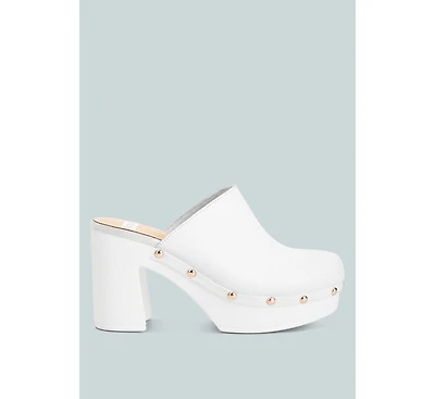 Benji Leather Clogs In White
