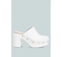 Benji Leather Clogs In White