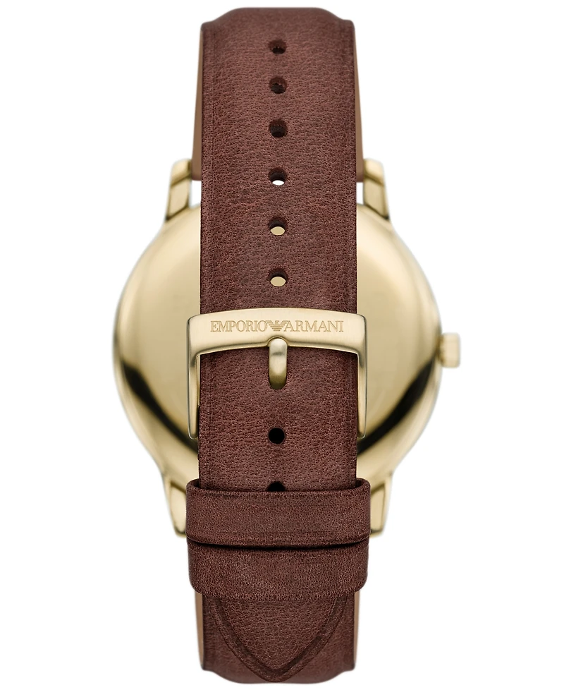 Emporio Armani Men's Brown Leather Strap Watch 42mm