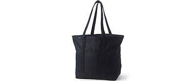 Lands' End Extra Large Solid Color 5 Pocket Open Top Long Handle Canvas Tote Bag