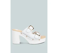 Kenna Dual Buckle Strap Sandals White