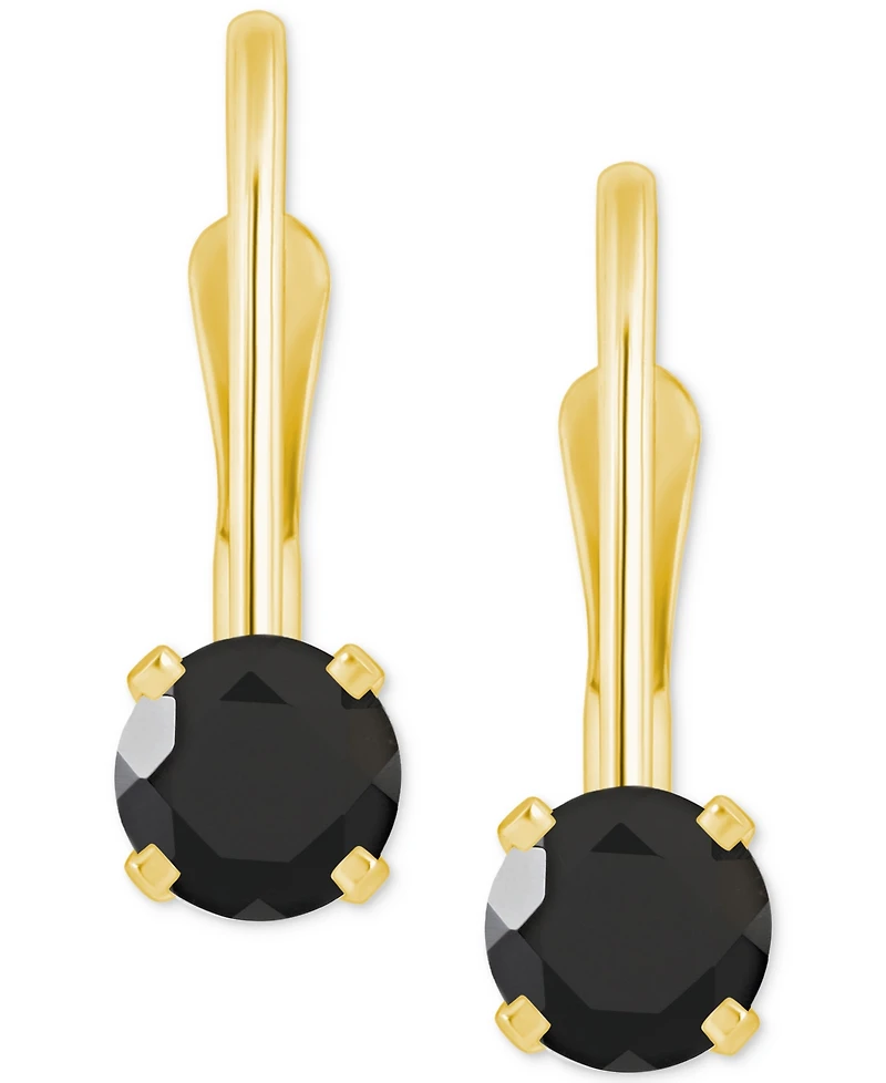 Amethyst Solitaire Leverback Earrings (1/2 ct. t.w.) 14k Gold (Also Additional Gemstones)