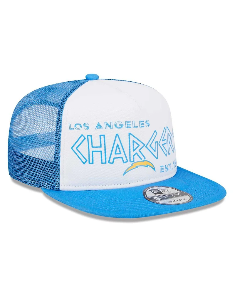 New Era Men's White/Powder Blue Los Angeles Chargers Banger 9Fifty Trucker Snapback Hat