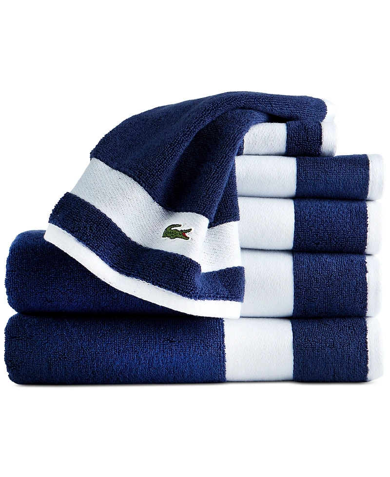 Lacoste Home Heritage Sport Stripe Logo Cotton 6-Pc. Bath Towel Set