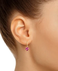 Pink Sapphire Heart-Shaped Solitaire Leverback Earrings (1-1/10 ct. t.w.) 10k Gold