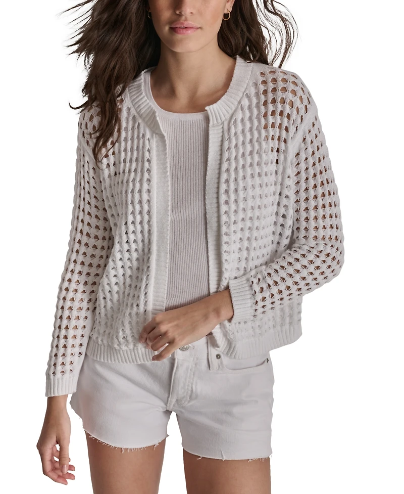 Dkny Jeans Women's Open-Stitch Drop-Shoulder Cardigan Sweater